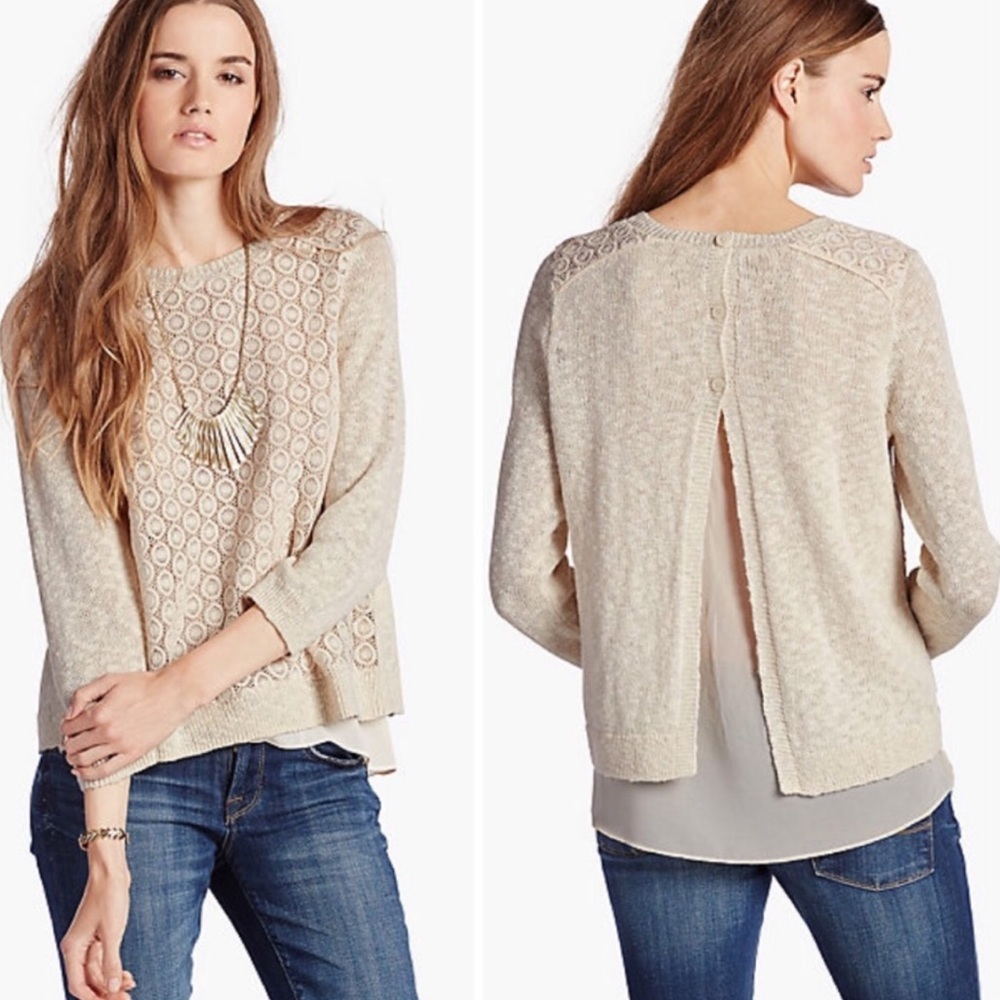 Lucky Brand Mixed Media Pullover Sweater Top Size 2X